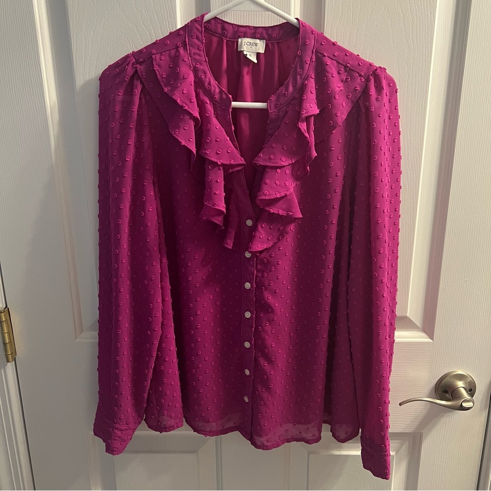 J. Crew Factory Ruffle Swiss Dot Blouse